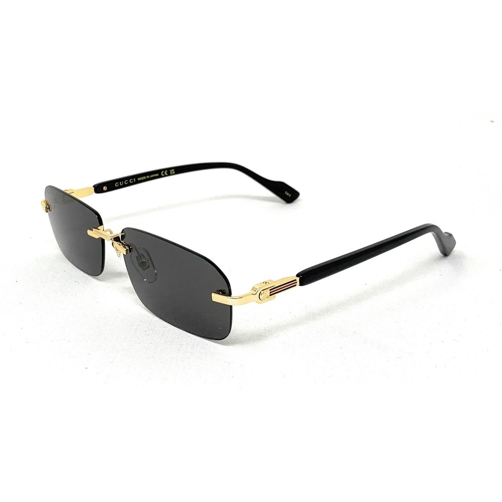 GUCCI Men's Sunglasses GG1221S 001 Gold Black Grey Rimless 56mm